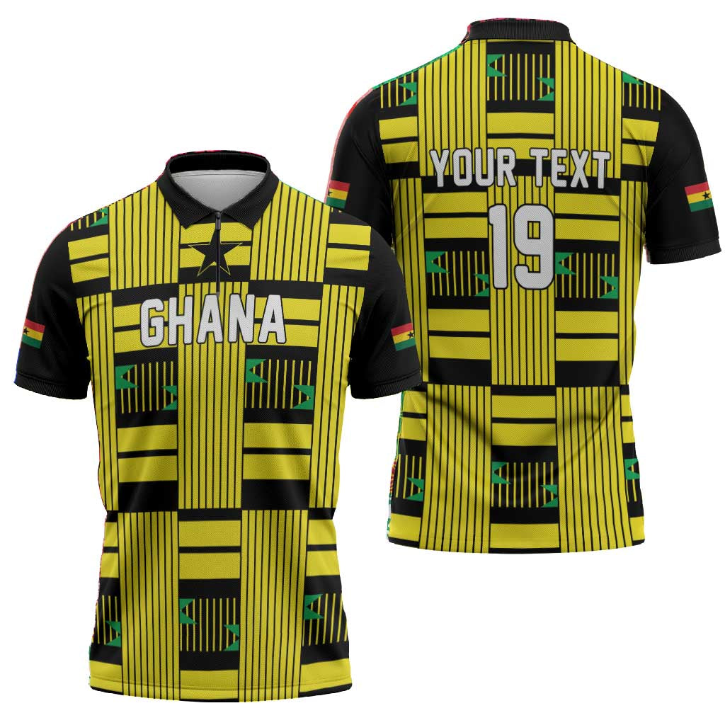 Custom World Football 2026 Ghana Zipper Polo Shirt Rise With The Black Stars