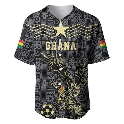 Custom World Football 2026 Ghana Baseball Jersey Black Stars Rise with Black Adinkra Pattern