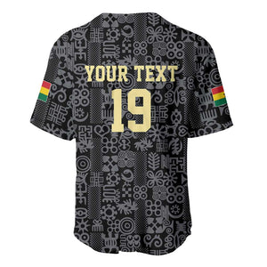 Custom World Football 2026 Ghana Baseball Jersey Black Stars Rise with Black Adinkra Pattern