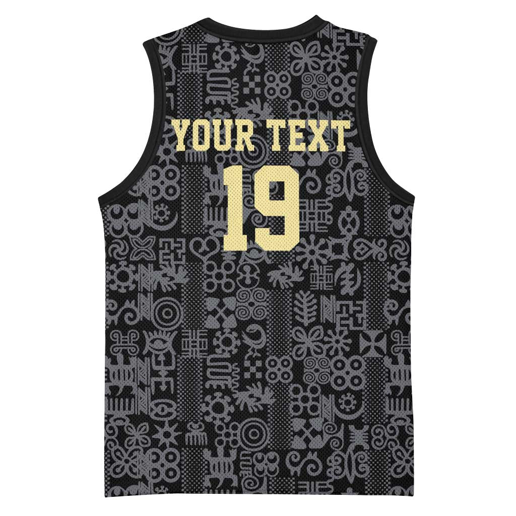 Custom World Football 2026 Ghana Basketball Jersey Black Stars Rise with Black Adinkra Pattern
