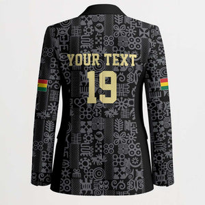 Custom World Football 2026 Ghana Blazer Black Stars Rise with Black Adinkra Pattern