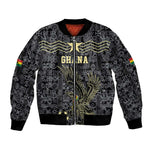 Custom World Football 2026 Ghana Bomber Jacket Black Stars Rise with Black Adinkra Pattern