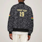 Custom World Football 2026 Ghana Bomber Jacket Black Stars Rise with Black Adinkra Pattern