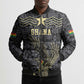 Custom World Football 2026 Ghana Bomber Puffer Jacket Black Stars Rise with Black Adinkra Pattern