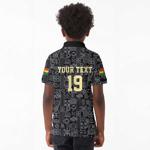Custom World Football 2026 Ghana Kid Polo Shirt Black Stars Rise with Black Adinkra Pattern