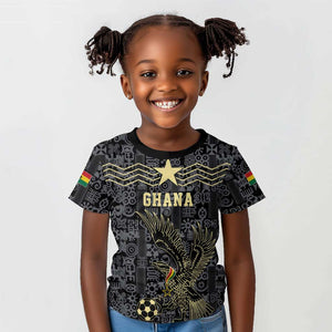 Custom World Football 2026 Ghana Kid T shirt Black Stars Rise with Black Adinkra Pattern