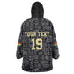 Custom World Football 2026 Ghana Kid Wearable Blanket Hoodie Black Stars Rise with Black Adinkra Pattern