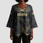 Custom World Football 2026 Ghana Kimono Sleeve Blouse Black Stars Rise with Black Adinkra Pattern