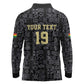 Custom World Football 2026 Ghana Long Sleeve Polo Shirt Black Stars Rise with Black Adinkra Pattern