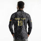 Custom World Football 2026 Ghana Long Sleeve Polo Shirt Black Stars Rise with Black Adinkra Pattern
