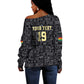 Custom World Football 2026 Ghana Off Shoulder Sweater Black Stars Rise with Black Adinkra Pattern