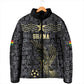 Custom World Football 2026 Ghana Padded Jacket Black Stars Rise with Black Adinkra Pattern
