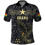 Custom World Football 2026 Ghana Polo Shirt Black Stars Rise with Black Adinkra Pattern