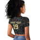 Custom World Football 2026 Ghana Raglan Cropped T shirt Black Stars Rise with Black Adinkra Pattern