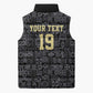Custom World Football 2026 Ghana Sleeveless Puffer Jacket Black Stars Rise with Black Adinkra Pattern