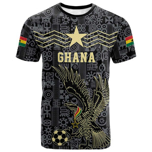 Custom World Football 2026 Ghana T shirt Black Stars Rise with Black Adinkra Pattern