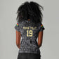 Custom World Football 2026 Ghana Women V-Neck T-Shirt Black Stars Rise with Black Adinkra Pattern