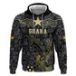 Custom World Football 2026 Ghana Zip Hoodie Black Stars Rise with Black Adinkra Pattern