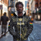 Custom World Football 2026 Ghana Zip Hoodie Black Stars Rise with Black Adinkra Pattern