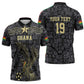 Custom World Football 2026 Ghana Zipper Polo Shirt Black Stars Rise with Black Adinkra Pattern