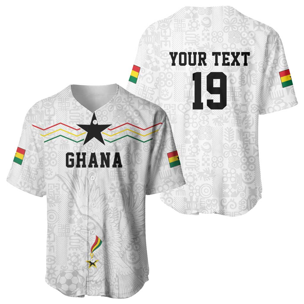 Custom World Football 2026 Ghana Baseball Jersey Black Stars Rise with White Adinkra Pattern