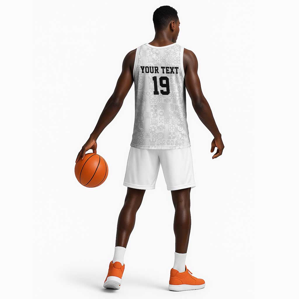 Custom World Football 2026 Ghana Basketball Jersey Black Stars Rise with White Adinkra Pattern