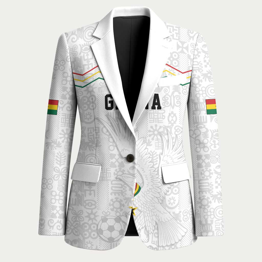 Custom World Football 2026 Ghana Blazer Black Stars Rise with White Adinkra Pattern