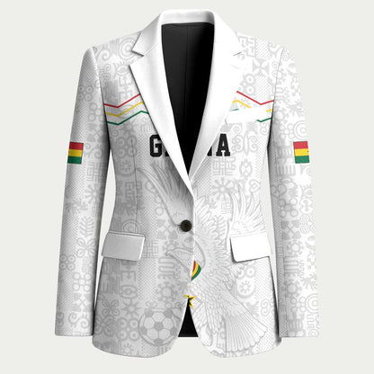 Custom World Football 2026 Ghana Blazer Black Stars Rise with White Adinkra Pattern