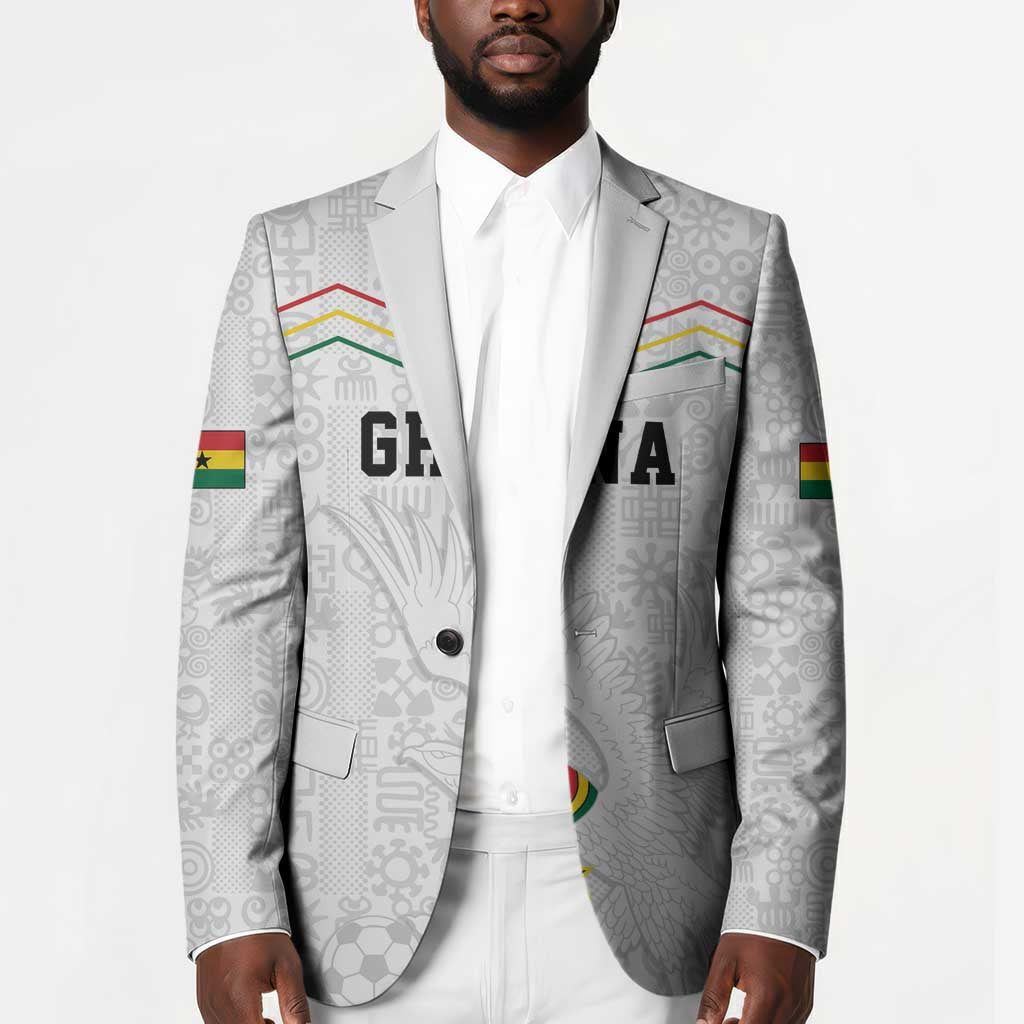 Custom World Football 2026 Ghana Blazer Black Stars Rise with White Adinkra Pattern