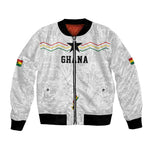Custom World Football 2026 Ghana Bomber Jacket Black Stars Rise with White Adinkra Pattern