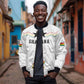 Custom World Football 2026 Ghana Bomber Jacket Black Stars Rise with White Adinkra Pattern