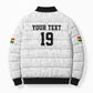 Custom World Football 2026 Ghana Bomber Puffer Jacket Black Stars Rise with White Adinkra Pattern