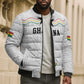 Custom World Football 2026 Ghana Bomber Puffer Jacket Black Stars Rise with White Adinkra Pattern