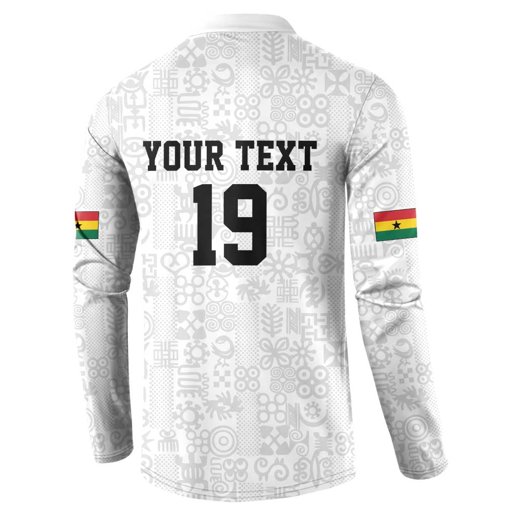 Custom World Football 2026 Ghana Button Sweatshirt Black Stars Rise with White Adinkra Pattern