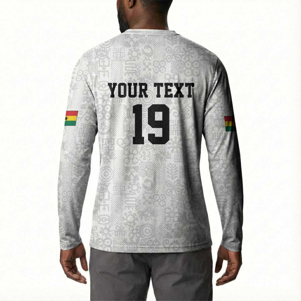Custom World Football 2026 Ghana Button Sweatshirt Black Stars Rise with White Adinkra Pattern
