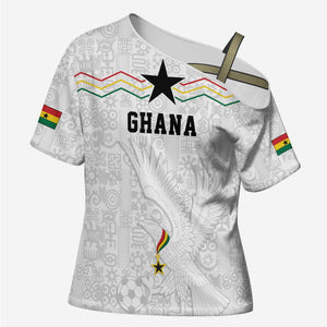 Custom World Football 2026 Ghana Cross Shoulder Shirt Black Stars Rise with White Adinkra Pattern