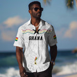 Custom World Football 2026 Ghana Hawaiian Shirt Black Stars Rise with White Adinkra Pattern