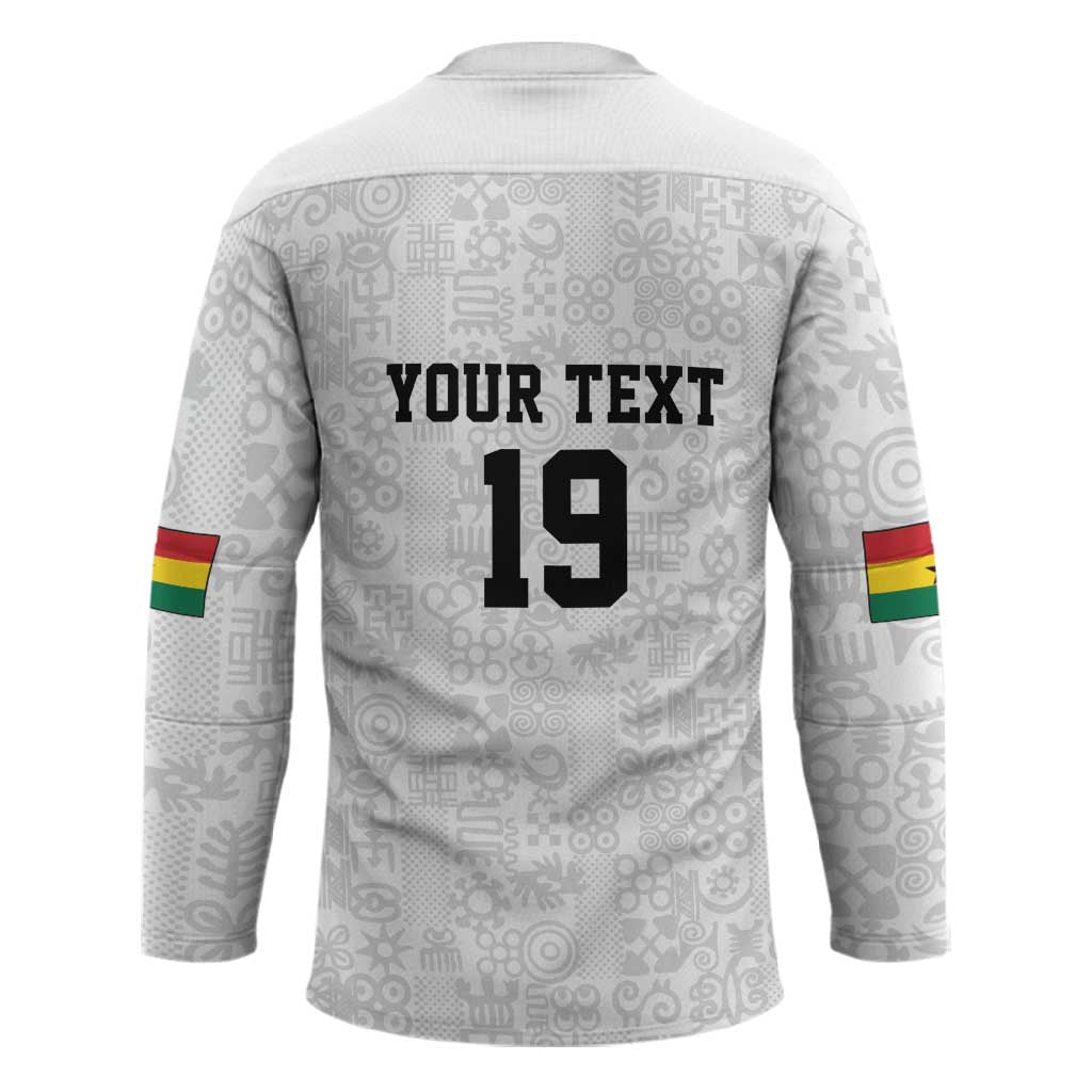 Custom World Football 2026 Ghana Hockey Jersey Black Stars Rise with White Adinkra Pattern
