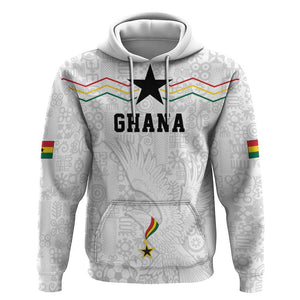 Custom World Football 2026 Ghana Hoodie Black Stars Rise with White Adinkra Pattern