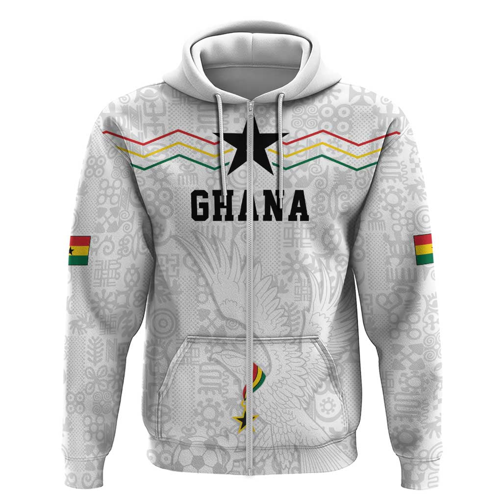Custom World Football 2026 Ghana Hoodie Black Stars Rise with White Adinkra Pattern
