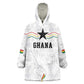 Custom World Football 2026 Ghana Kid Wearable Blanket Hoodie Black Stars Rise with White Adinkra Pattern