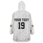 Custom World Football 2026 Ghana Kid Wearable Blanket Hoodie Black Stars Rise with White Adinkra Pattern