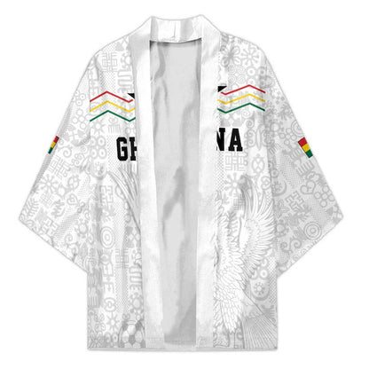 Custom World Football 2026 Ghana Kimono Black Stars Rise with White Adinkra Pattern