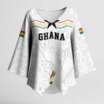 Custom World Football 2026 Ghana Kimono Sleeve Blouse Black Stars Rise with White Adinkra Pattern