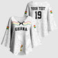 Custom World Football 2026 Ghana Kimono Sleeve Blouse Black Stars Rise with White Adinkra Pattern