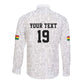 Custom World Football 2026 Ghana Long Sleeve Button Shirt Black Stars Rise with White Adinkra Pattern
