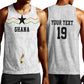 Custom World Football 2026 Ghana Men Tank Top Black Stars Rise with White Adinkra Pattern