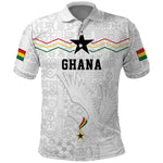 Custom World Football 2026 Ghana Polo Shirt Black Stars Rise with White Adinkra Pattern
