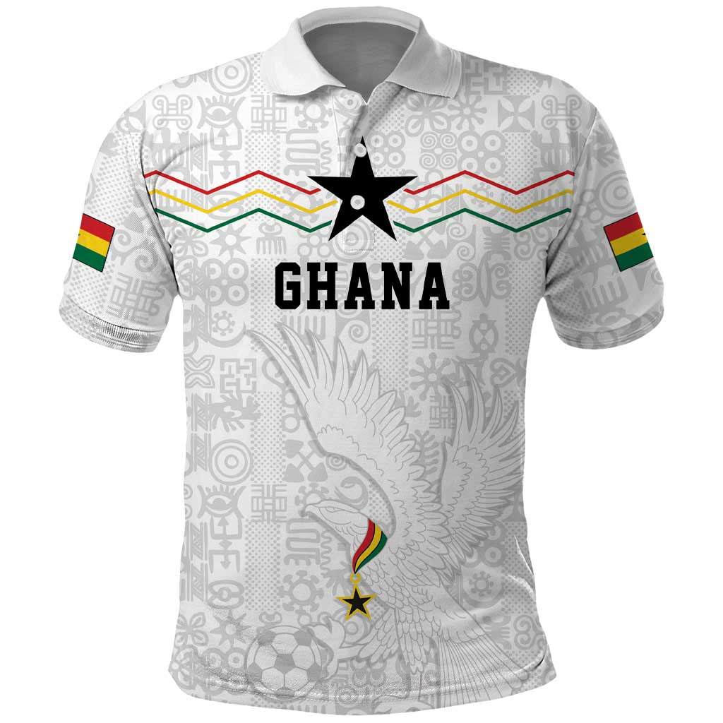 Custom World Football 2026 Ghana Polo Shirt Black Stars Rise with White Adinkra Pattern