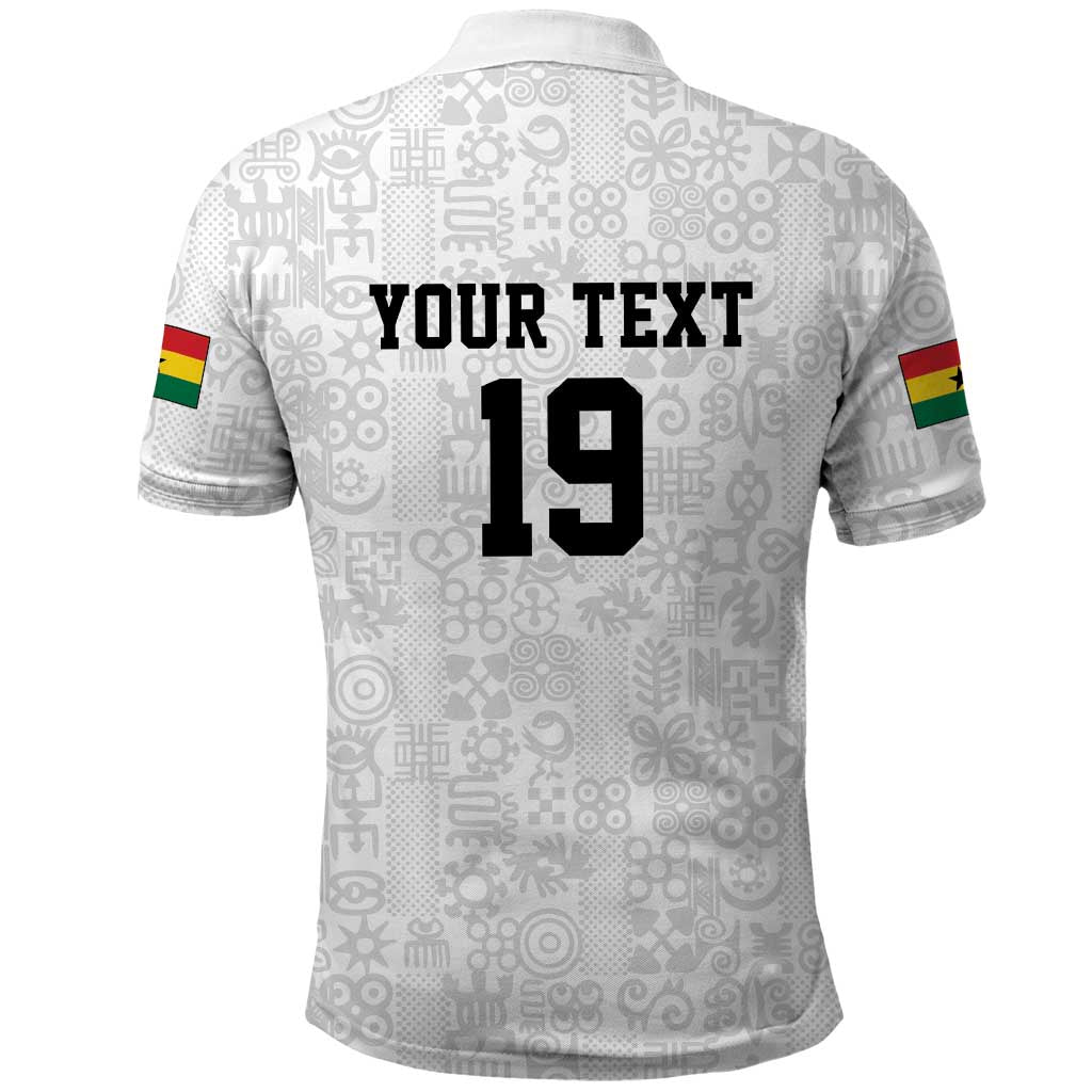Custom World Football 2026 Ghana Polo Shirt Black Stars Rise with White Adinkra Pattern